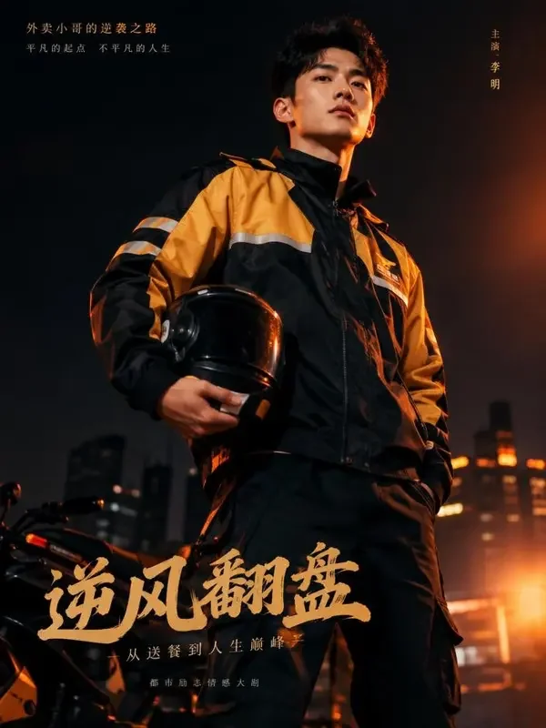 外卖骑手逆袭成片区老大短剧海报，都市逆袭题材